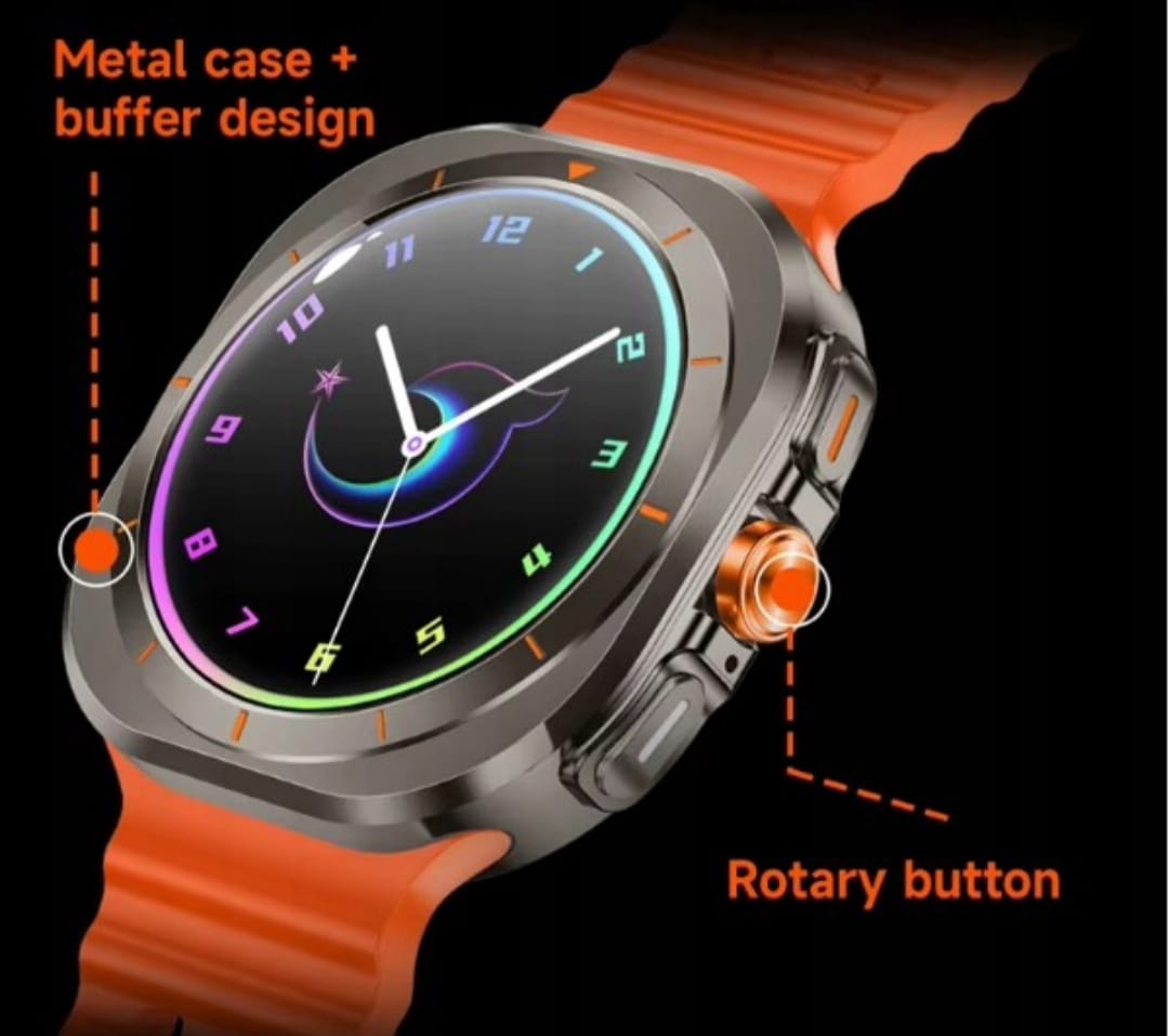 Chytré hodinky  Ultra 777 s AMOLED displejem – oranžové, Bluetooth hovory, 2 řemínky