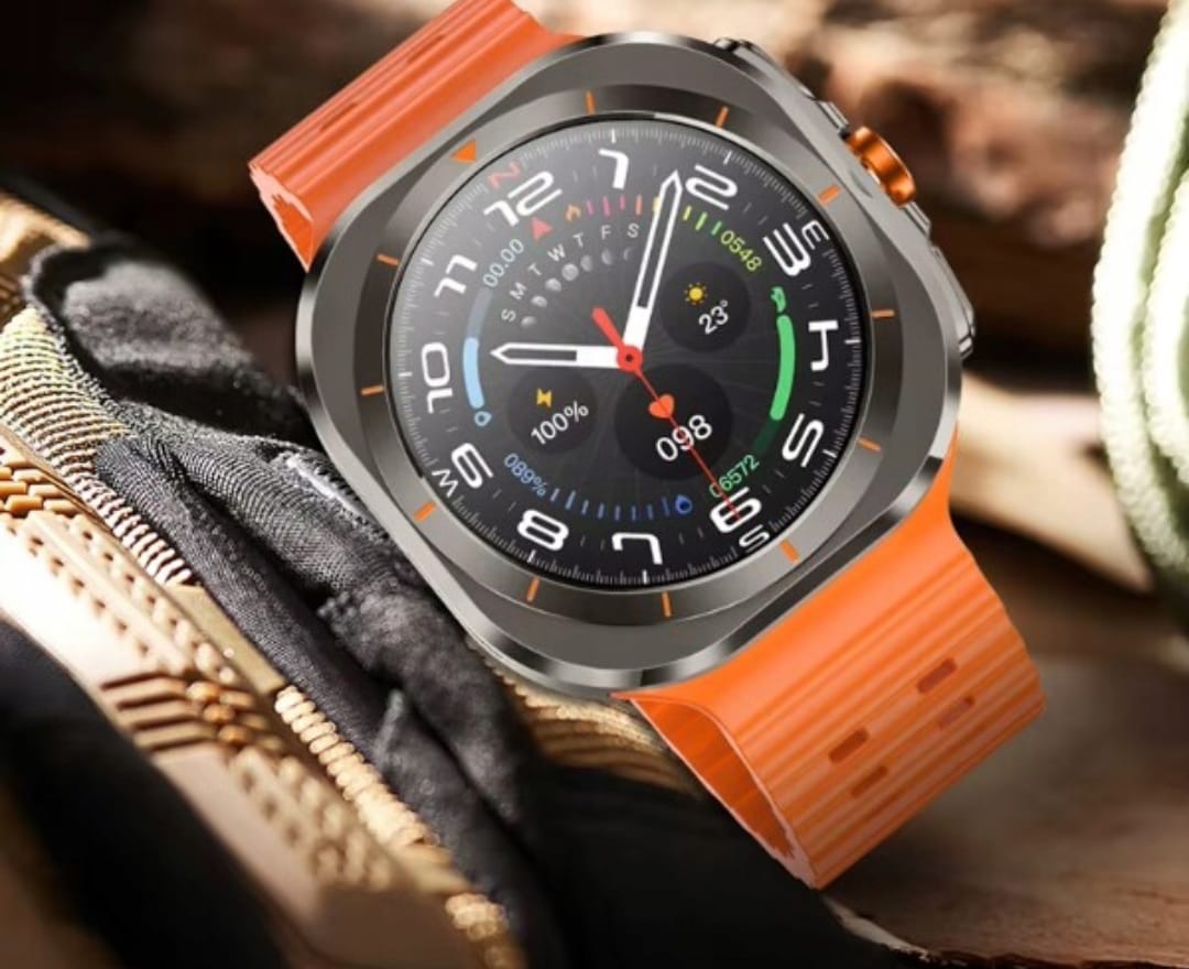 Chytré hodinky  Ultra 777 s AMOLED displejem – oranžové, Bluetooth hovory, 2 řemínky