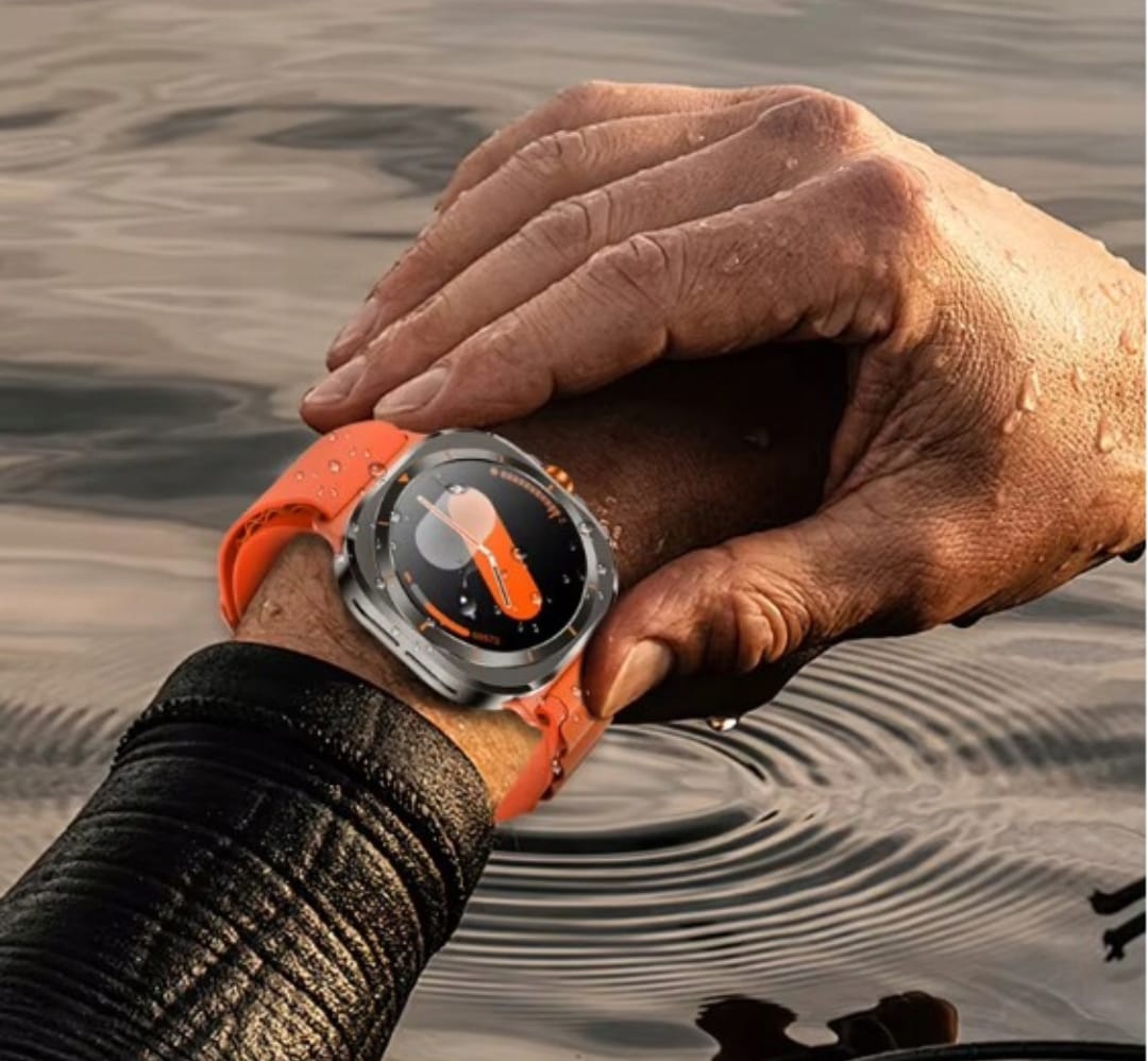 Chytré hodinky  Ultra 777 s AMOLED displejem – oranžové, Bluetooth hovory, 2 řemínky