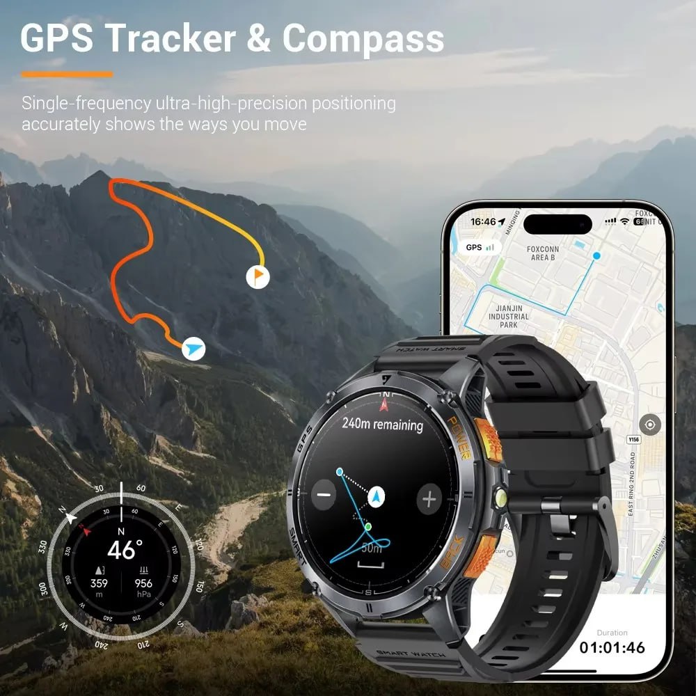 Chytré hodinky GPS RUNNER – AMOLED / Svítilna / Baterie 530 mAh 10 dni