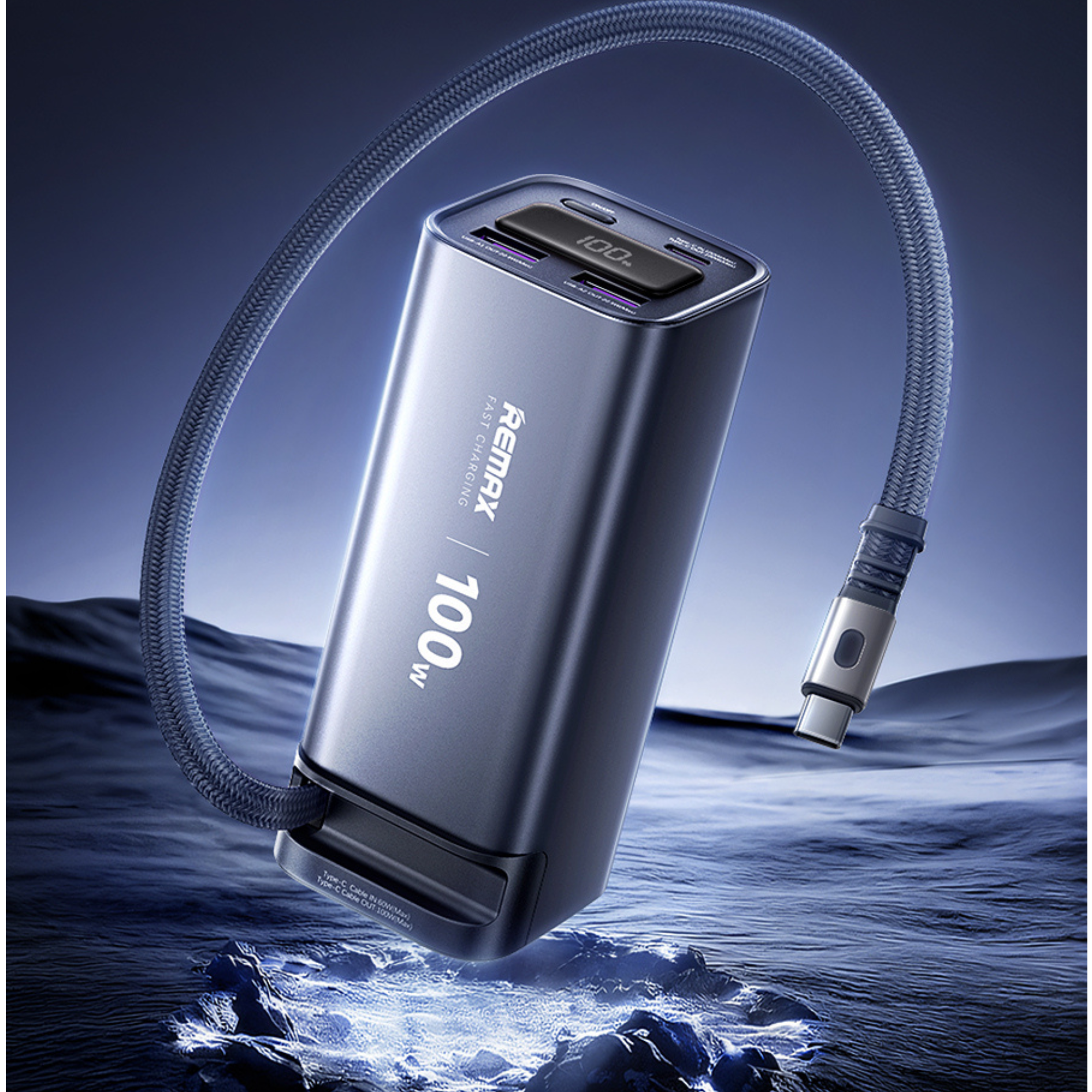 REMAX  Powerbanka 20 000 mAh – rychlé nabíjení 100W s vysouvacím kabelem