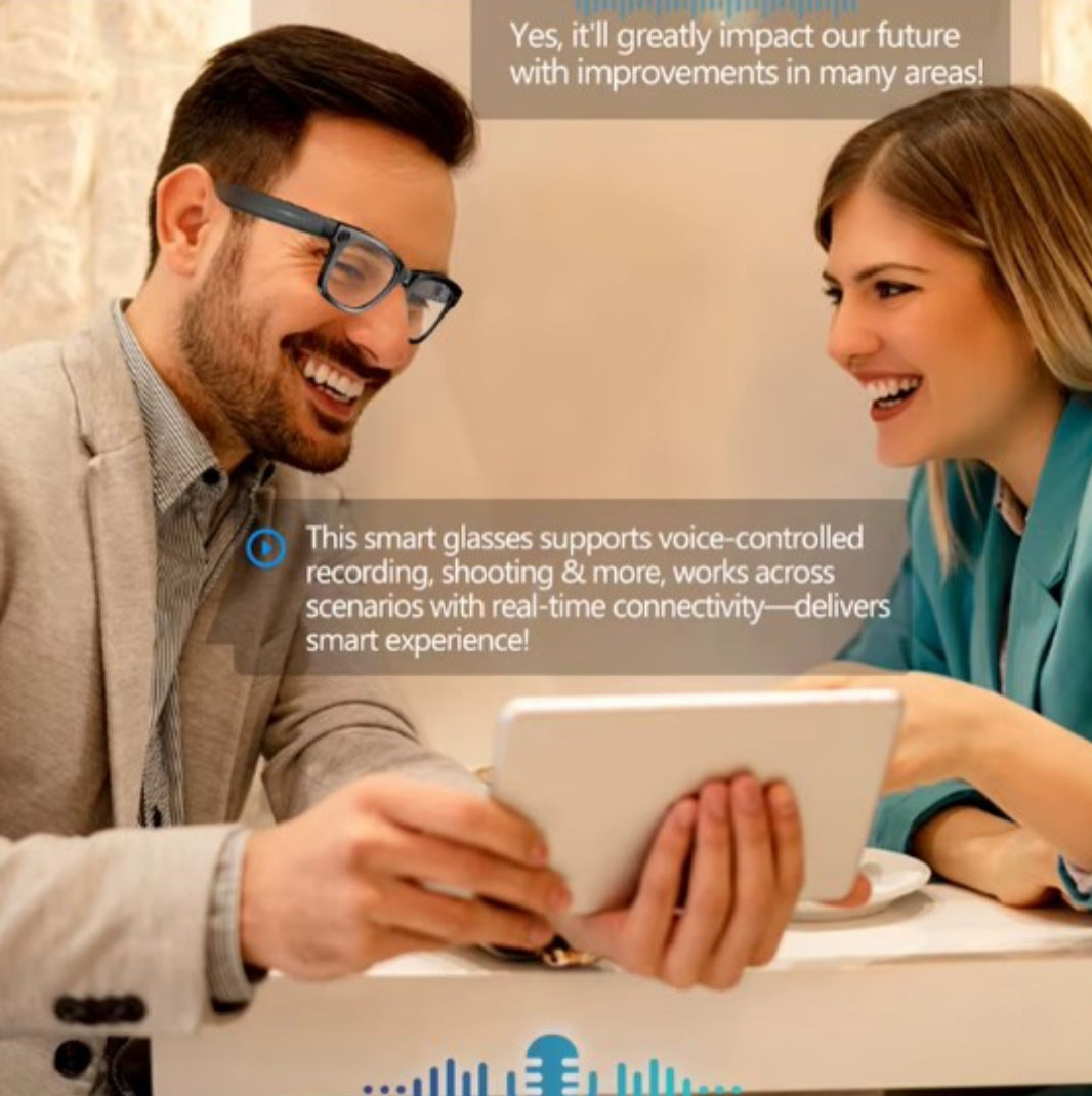 Chytré brýle W610 Transparent – 8MP kamera, AI překlad, Wi-Fi, hands-free