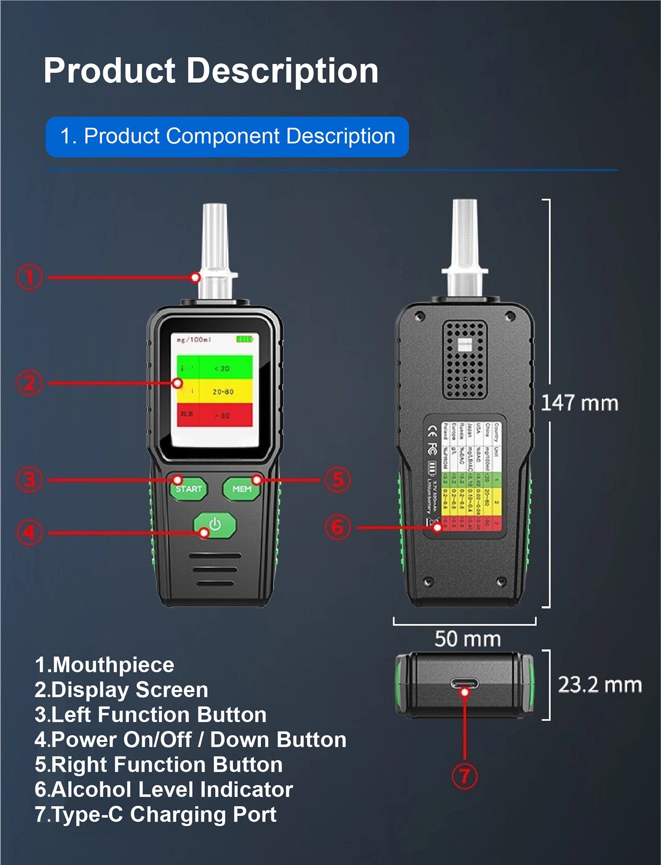 Digitální alkohol tester – přesný tester střízlivosti s hlasovými pokyny