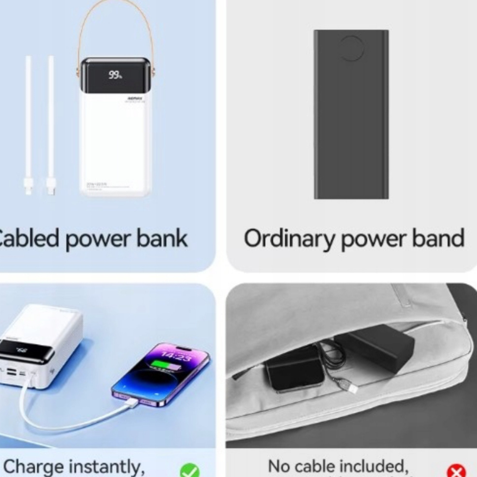 Remax Lesu 2 60000 mAh – Výkonná powerbanka s rychlým nabíjením, kabely a LED svítilnou