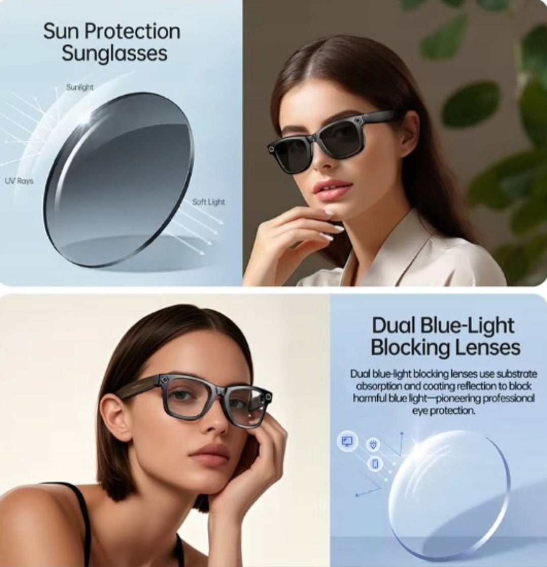 Chytré brýle W610 Transparent – 8MP kamera, AI překlad, Wi-Fi, hands-free