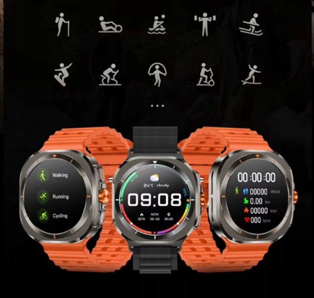 Chytré hodinky 777  Ultra s AMOLED displejem – černé, Bluetooth hovory, 2 řemínky