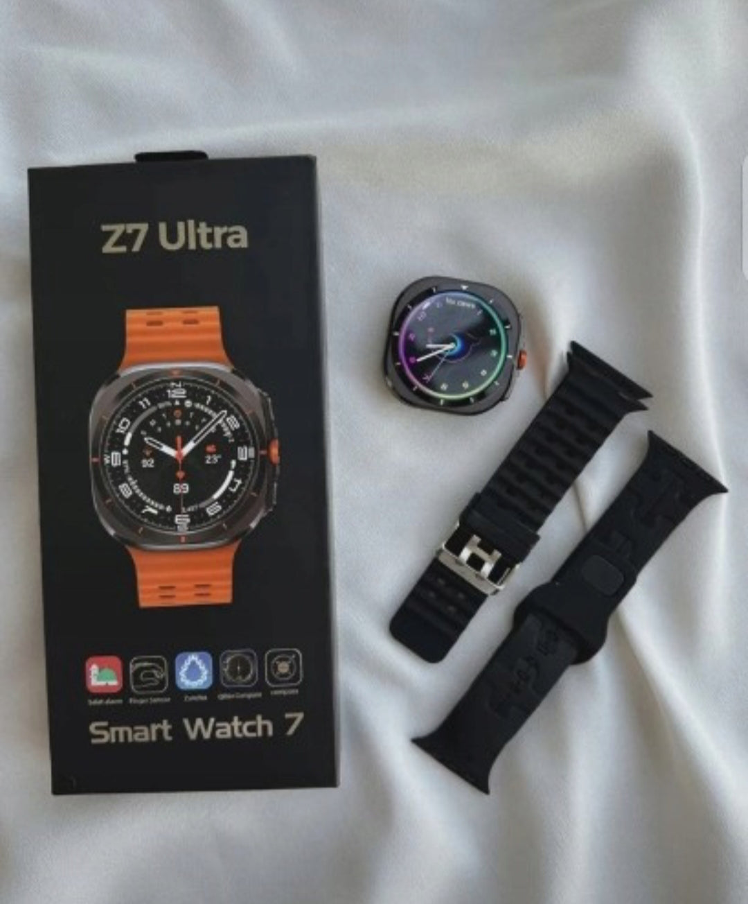 Chytré hodinky 777  Ultra s AMOLED displejem – černé, Bluetooth hovory, 2 řemínky