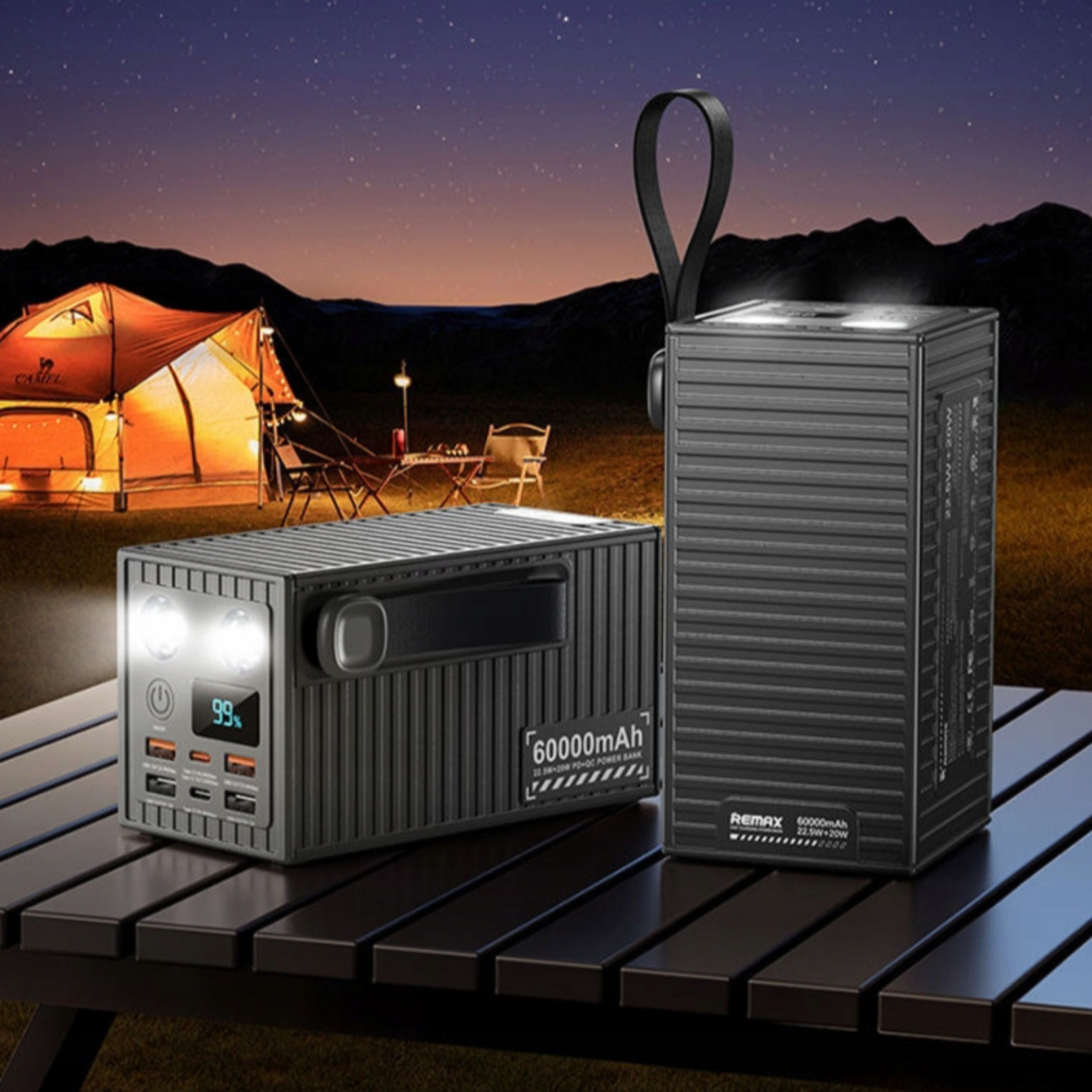 REMAX Powerbanka 60 000 mAh – Výkonná externí baterie 22,5W, USB-C, LED (Zelená)