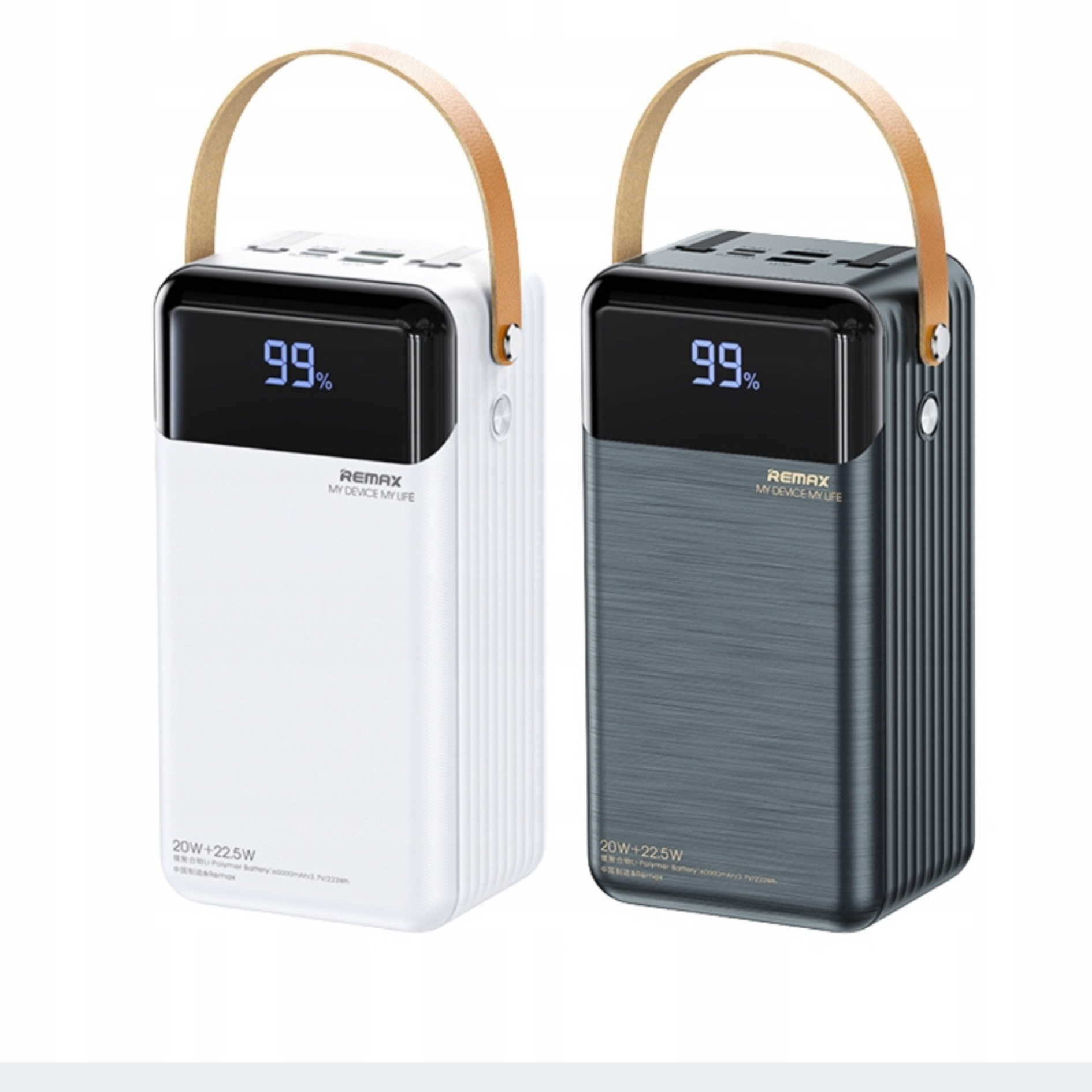 Remax Lesu 2 60000 mAh – Výkonná powerbanka s rychlým nabíjením, kabely a LED svítilnou