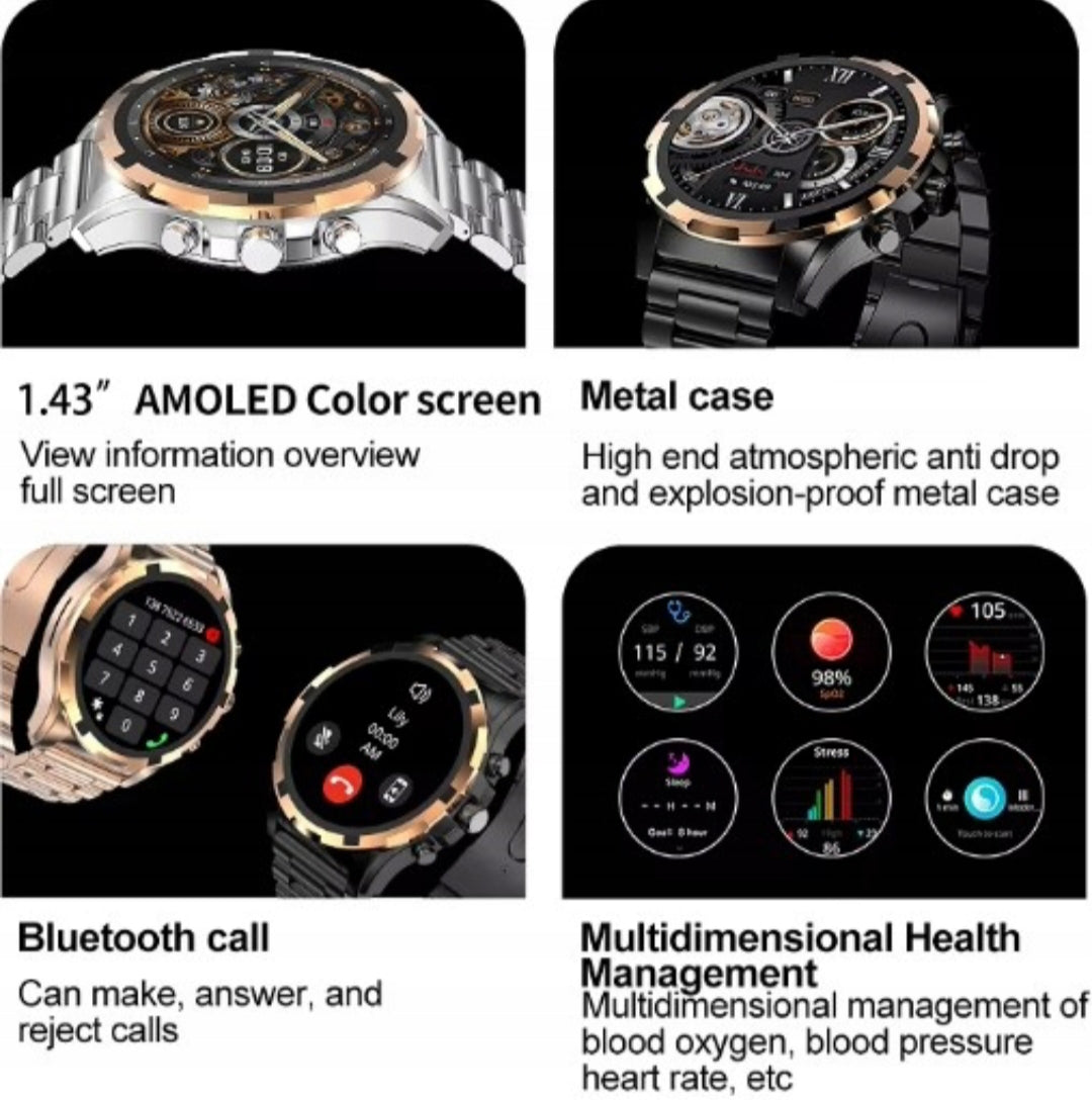 Chytré hodinky  Black  AMOLED – Luxusní business smartwatch