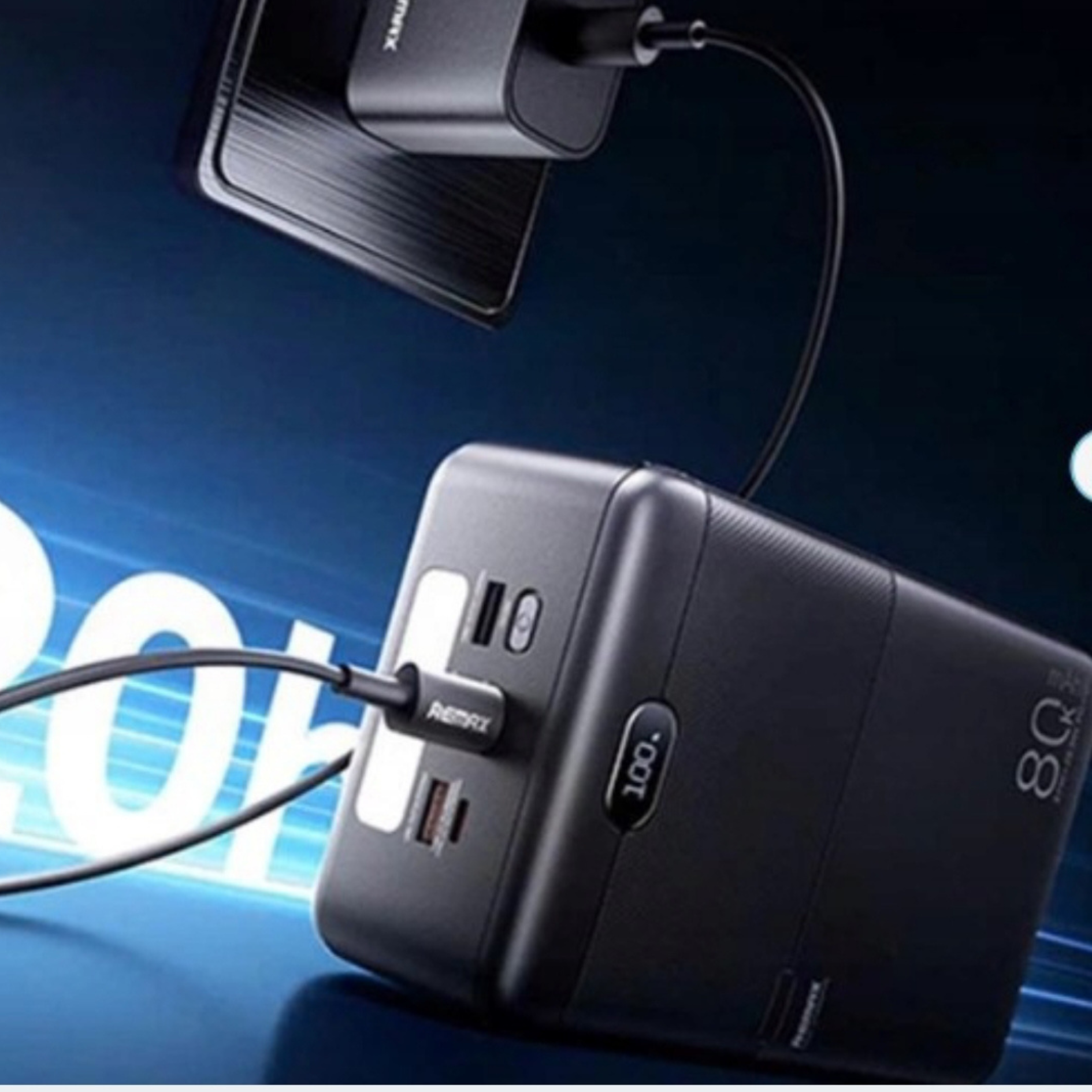 Externí power banka Remax RPP-118 – černá, 80 000 mAh, rychlé nabíjení PD/QC