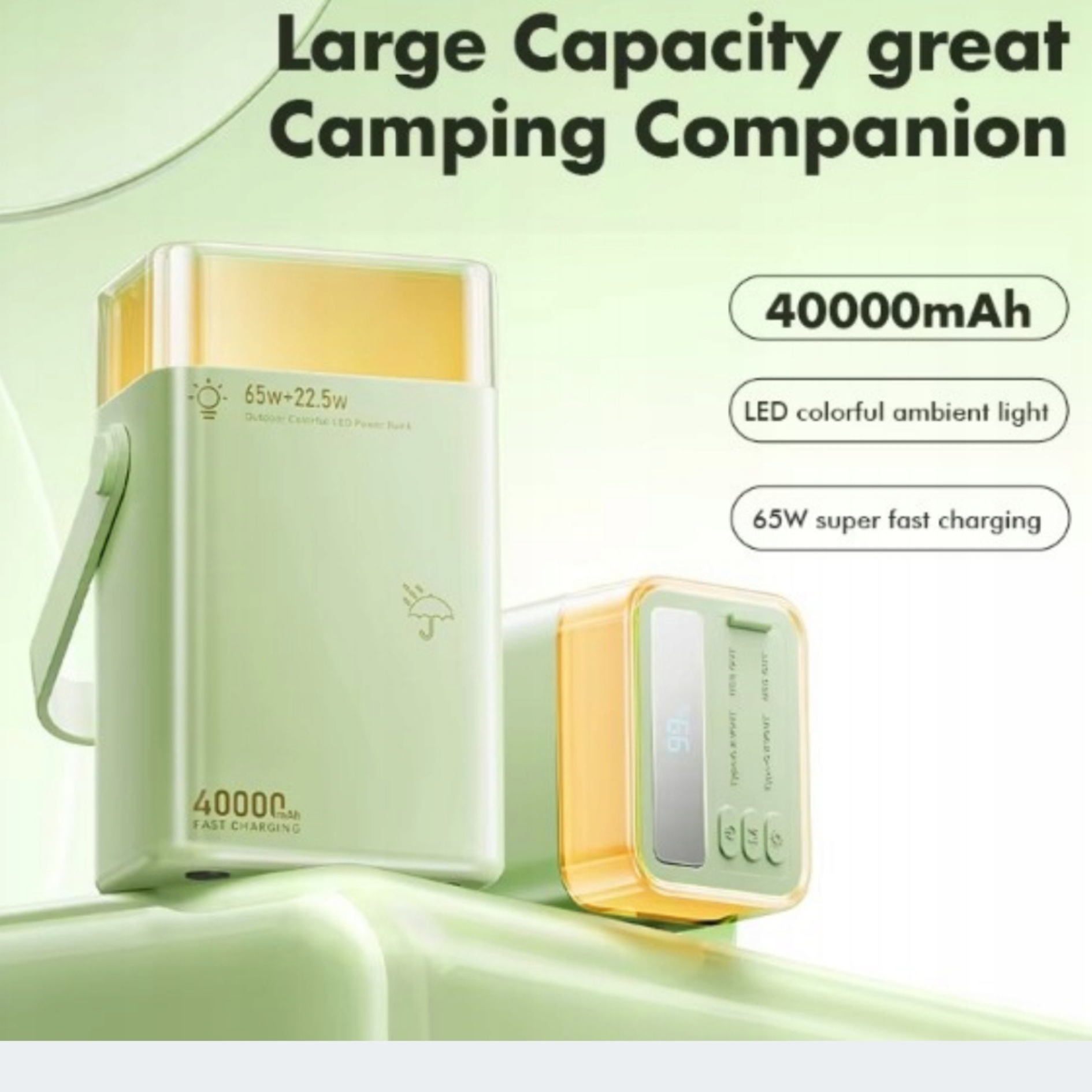 REMAX Powerbank New Fluorite  40000 mAh, 65 W, rychlé nabíjení a barevné LED světlo