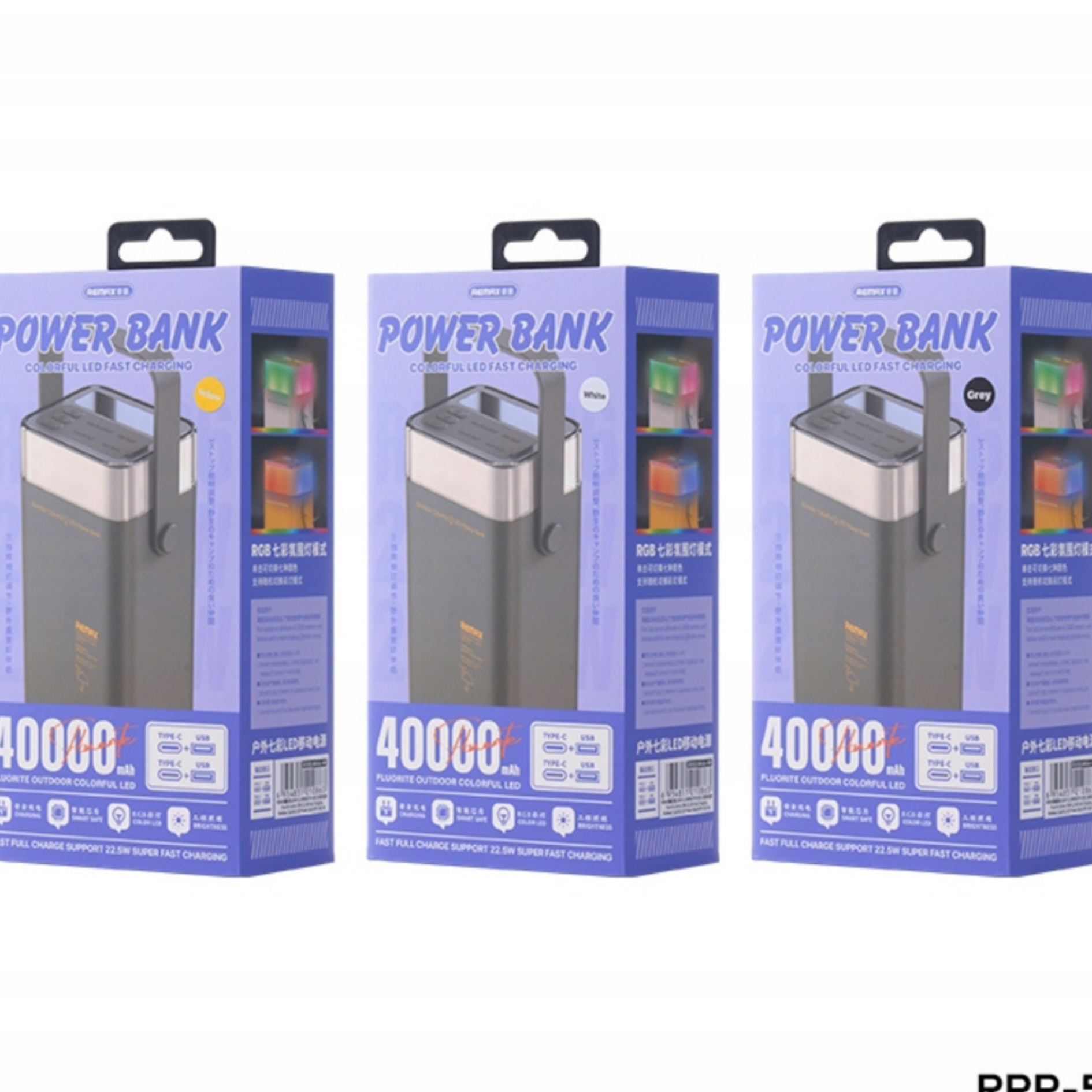 Powerbanka REMAX  40000 mAh – Bílá | 20 W + 22,5 W Rychlé nabíjení | LED displej