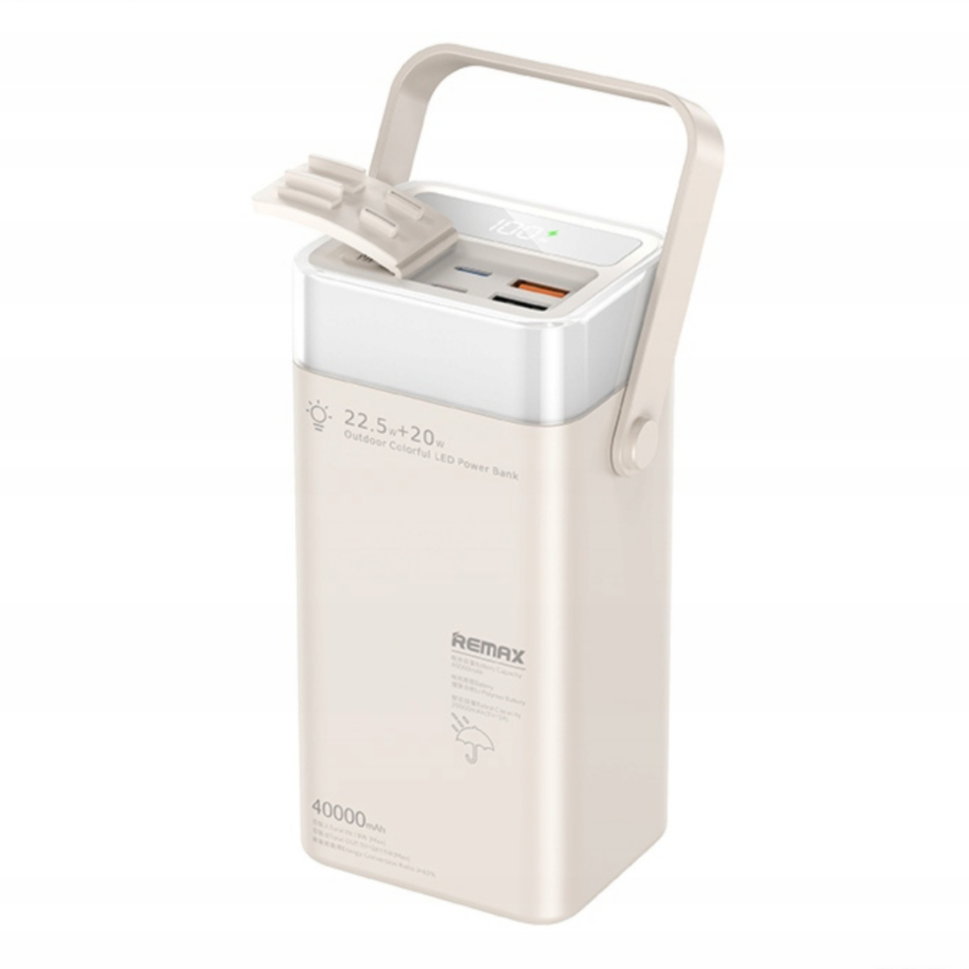 Powerbanka REMAX  40000 mAh – Bílá | 20 W + 22,5 W Rychlé nabíjení | LED displej